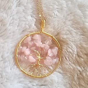 Rose Quartz Tree of Life Pendant